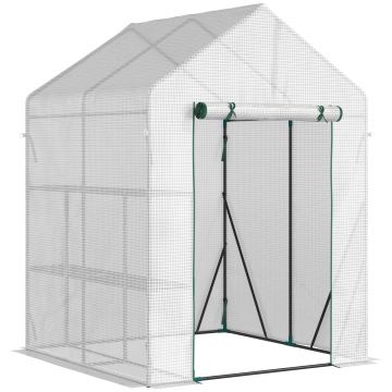 Outsunny Mini sera gradina pentru plante, legume, fructe, protectie de frig cu usa tip rulou, 143x143x195cm, alb | Aosom Romania Outsunny Mini sera gradina pentru plante, legume, fructe, protectie de frig cu usa tip rulou, 143x143x195cm, alb | Aosom Romania