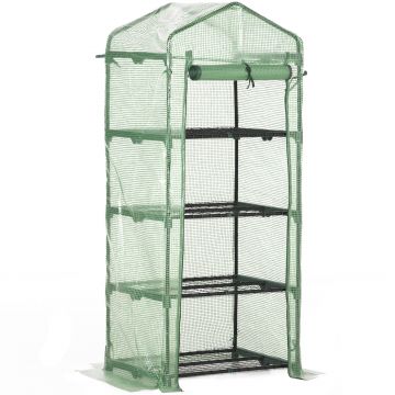 Outsunny Seră Verticală cu 4 Rafturi, Sera de Grădină cu Ușă cu Fermoar, Oțel și PE Verde, 70x50x160 cm | Aosom Romania Outsunny Seră Verticală cu 4 Rafturi, Sera de Grădină cu Ușă cu Fermoar, Oțel și PE Verde, 70x50x160 cm | Aosom Romania