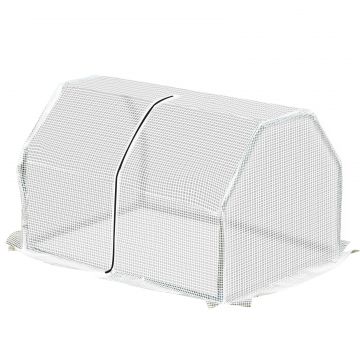 Mini Seră Outsunny pentru grădină și balcon din plastic PE și oțel cu închidere cu fermoar, 99x71x60 cm, de culoare alb transparent | Aosom Romania