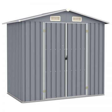 Șopron de grădină, gri, 205 x 129 x 183, oțel galvanizat Șopron de grădină, gri, 205 x 129 x 183, oțel galvanizat