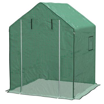 Outsunny Husa de Rezerva PE pentru Sera Calda 140x143x190cm cu Usa Rulabila Ferestre Plasa Verde | Aosom Romania