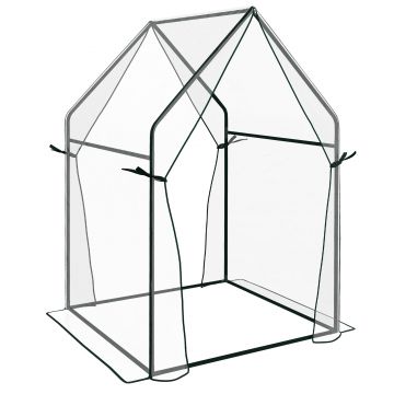 Outsunny Mini Sera Portabila 90x90x145cm cu 2 Usi cu Fermoar Transparent pentru Interior Exterior | Aosom Romania