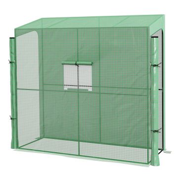 Outsunny Sera Inclinata Portabila 200x80x200cm cu 2 Usi Rulante Fereastra Plasa Verde | Aosom Romania