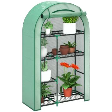 Outsunny Seră pentru Grădină cu 4 Niveluri, Ușă Batantă și 14 Catarame din Plastic, 100x45x160 cm, Verde | Aosom Romania Outsunny Seră pentru Grădină cu 4 Niveluri, Ușă Batantă și 14 Catarame din Plastic, 100x45x160 cm, Verde | Aosom Romania