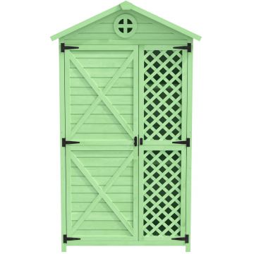 Depozit de mobilier de grădină din lemn pentru exterior, magazie de unelte rezistentă la intemperii, cu mult spațiu de depozitare și construcție din lemn stabilă, 90×56,5×175,3 cm, Verde Depozit de mobilier de grădină din lemn pentru exterior, magazie de unelte rezistentă la intemperii, cu mult spațiu de depozitare și construcție din lemn stabilă, 90×56,5×175,3 cm, Verde