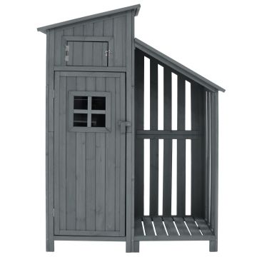 Dulap de grădină cu 2 rafturi, magazie de unelte cu spațiu de depozitare mare, 124L x 46P x 174Î cm, Gri Dulap de grădină cu 2 rafturi, magazie de unelte cu spațiu de depozitare mare, 124L x 46P x 174Î cm, Gri