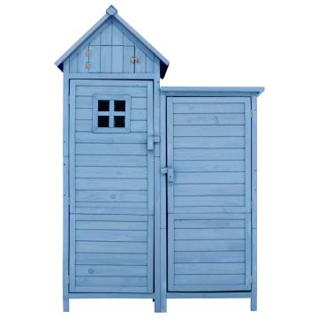 Dulap de grădină cu 2 rafturi, magazie de unelte cu spațiu mare de depozitare, 118 × 54 × 173 cm, Albastru Dulap de grădină cu 2 rafturi, magazie de unelte cu spațiu mare de depozitare, 118 × 54 × 173 cm, Albastru