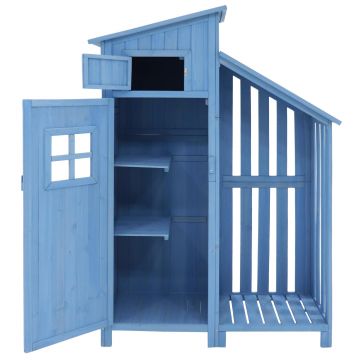 Dulap de grădină cu 2 rafturi, magazie de unelte cu spațiu mare de depozitare, 124x46x174 cm, Albastru Dulap de grădină cu 2 rafturi, magazie de unelte cu spațiu mare de depozitare, 124x46x174 cm, Albastru