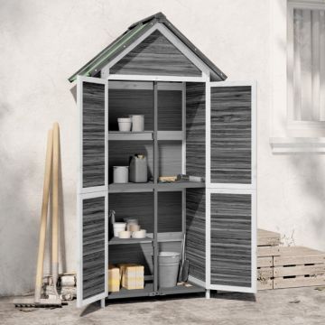Magazie de unelte de grădină gri 89x52,5x175 cm lemn masiv pin Magazie de unelte de grădină gri 89x52,5x175 cm lemn masiv pin