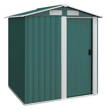 Outsunny Căsuță de Grădină cu Acoperiș Înclinat, 152x132x188 cm, Verde | Aosom Romania Outsunny Căsuță de Grădină cu Acoperiș Înclinat, 152x132x188 cm, Verde | Aosom Romania