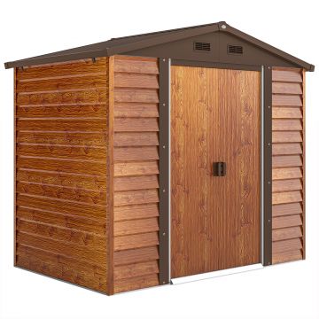 Outsunny Magazie de Grădină pentru Unelte 235.7x152x208.7cm Maro | Aosom Romania Outsunny Magazie de Grădină pentru Unelte 235.7x152x208.7cm Maro | Aosom Romania