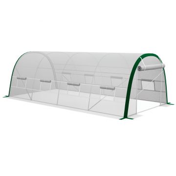 Outsunny Seră de Grădină Tunnel 18 m² dim. 6L x 3l x 2H m, 8 ferestre, Ușă cu fermoar rulabil, Oțel galvanizat, preț PE, Alb | Aosom Romania Outsunny Seră de Grădină Tunnel 18 m² dim. 6L x 3l x 2H m, 8 ferestre, Ușă cu fermoar rulabil, Oțel galvanizat, preț PE, Alb | Aosom Romania